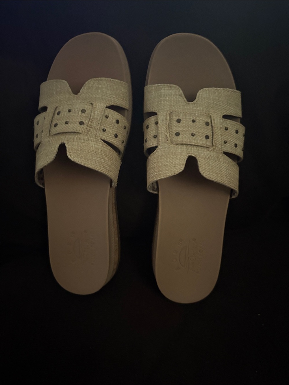 BOBS from Skechers Tan Woven Slide Sandals